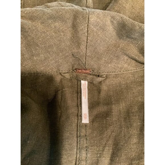 Free People Army Green Linen Single Button Blazer, Size XS - Picture 5 of 5